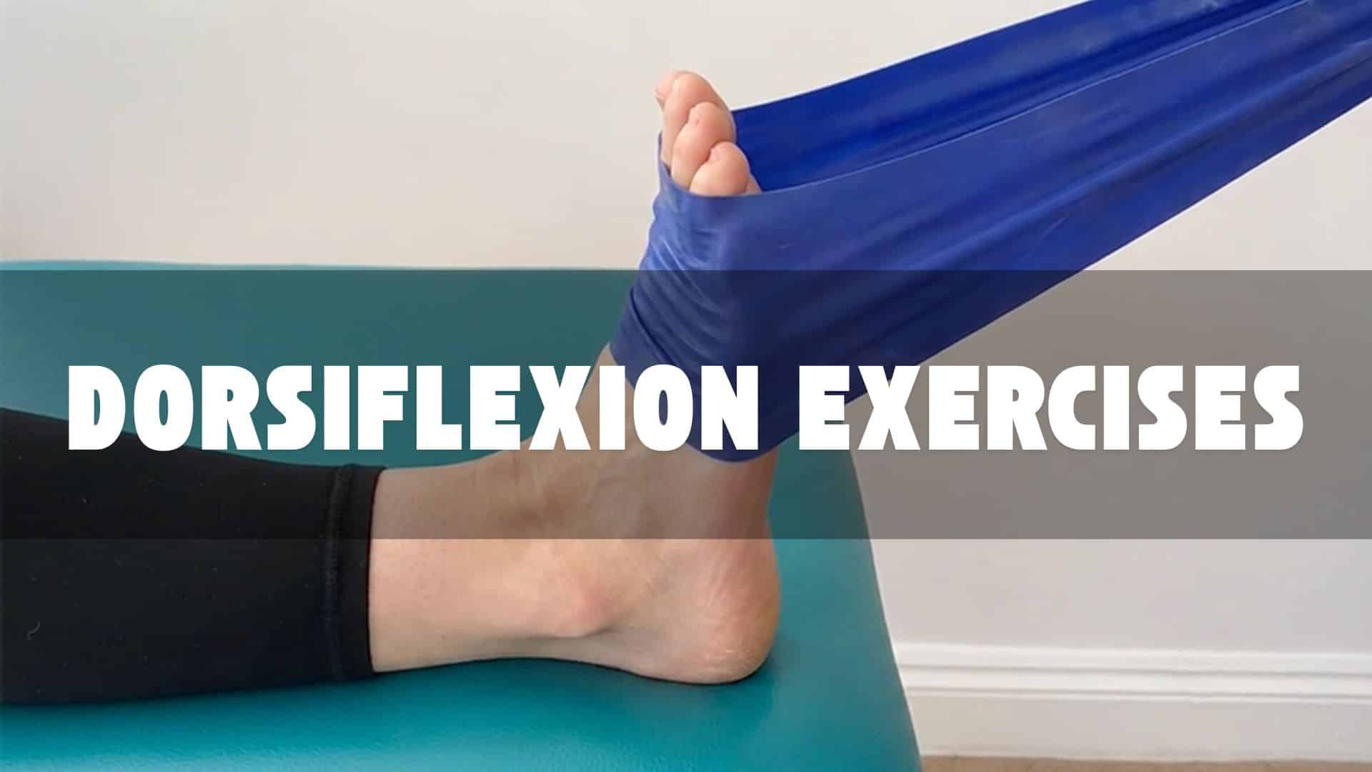 Person performing resistance band dorsiflexion exercise to improve ankle mobility and flexibility.