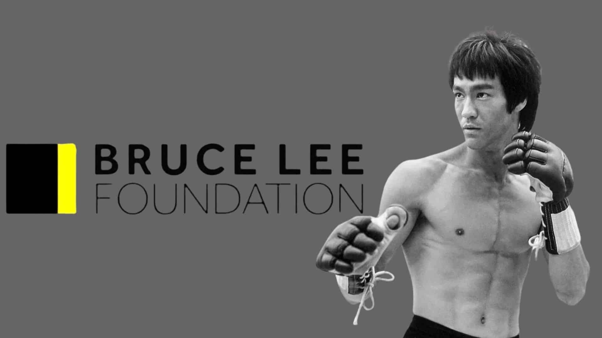Bruce Lee training philosophy with martial arts stance and Bruce Lee Foundation reference