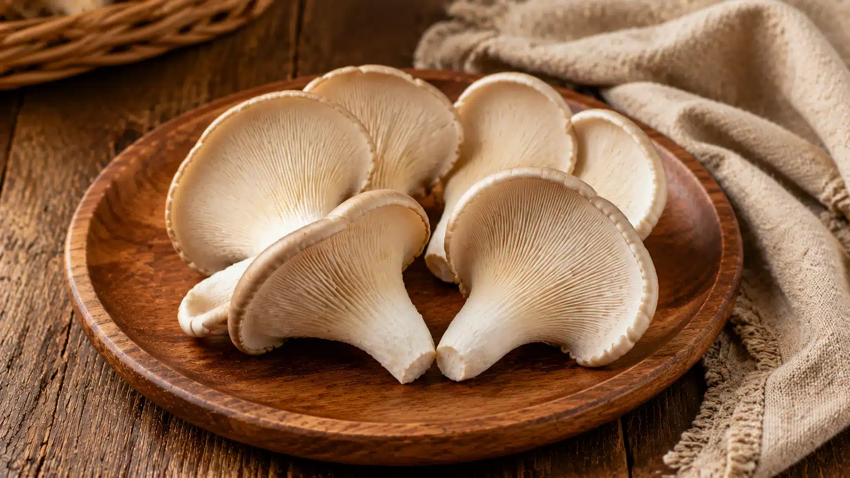 Fresh oyster mushrooms with a delicate texture shown as a light, low-carb option for keto cooking.