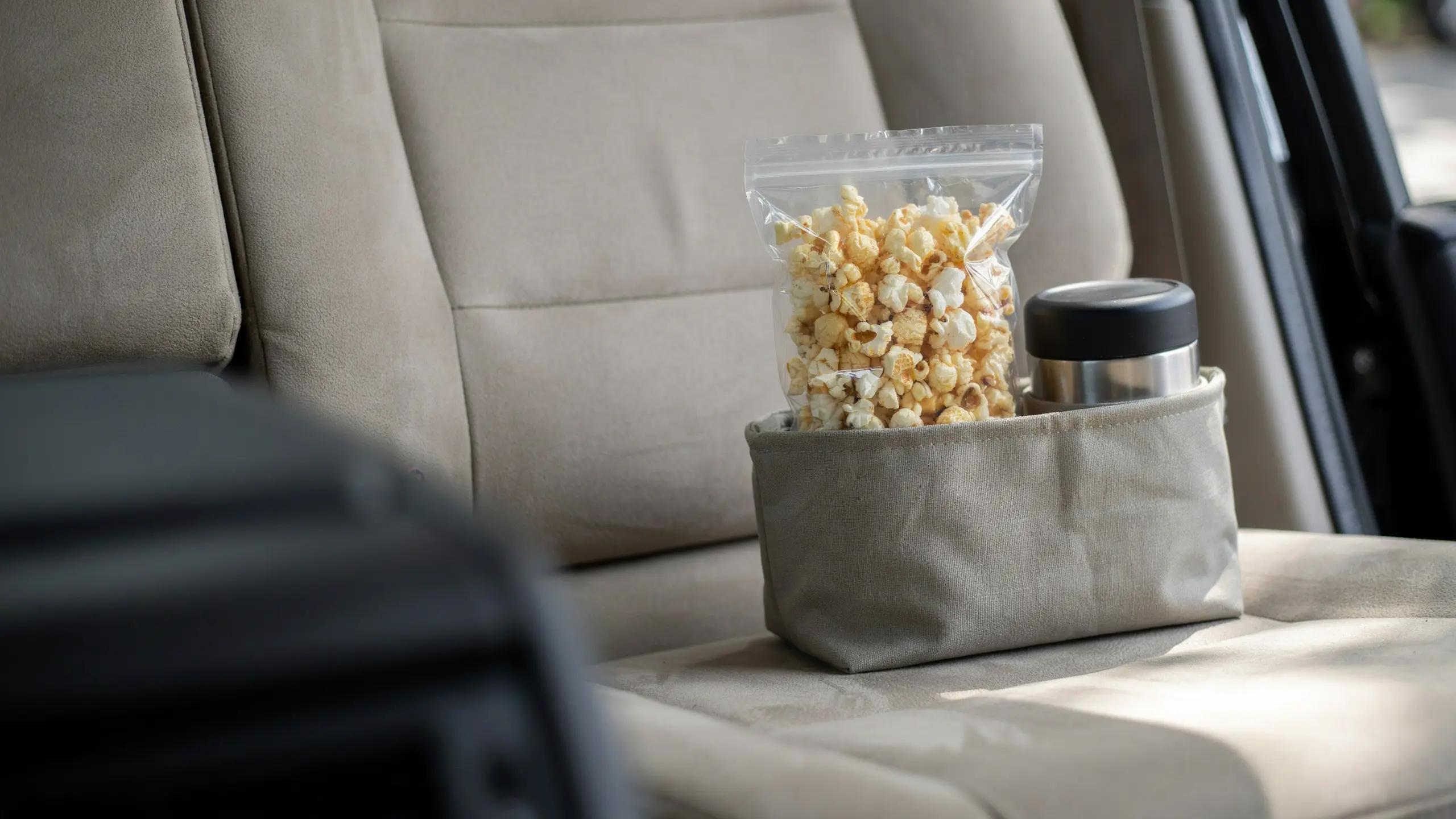 Lightly seasoned popcorn packed as a crunchy healthy road trip snack.