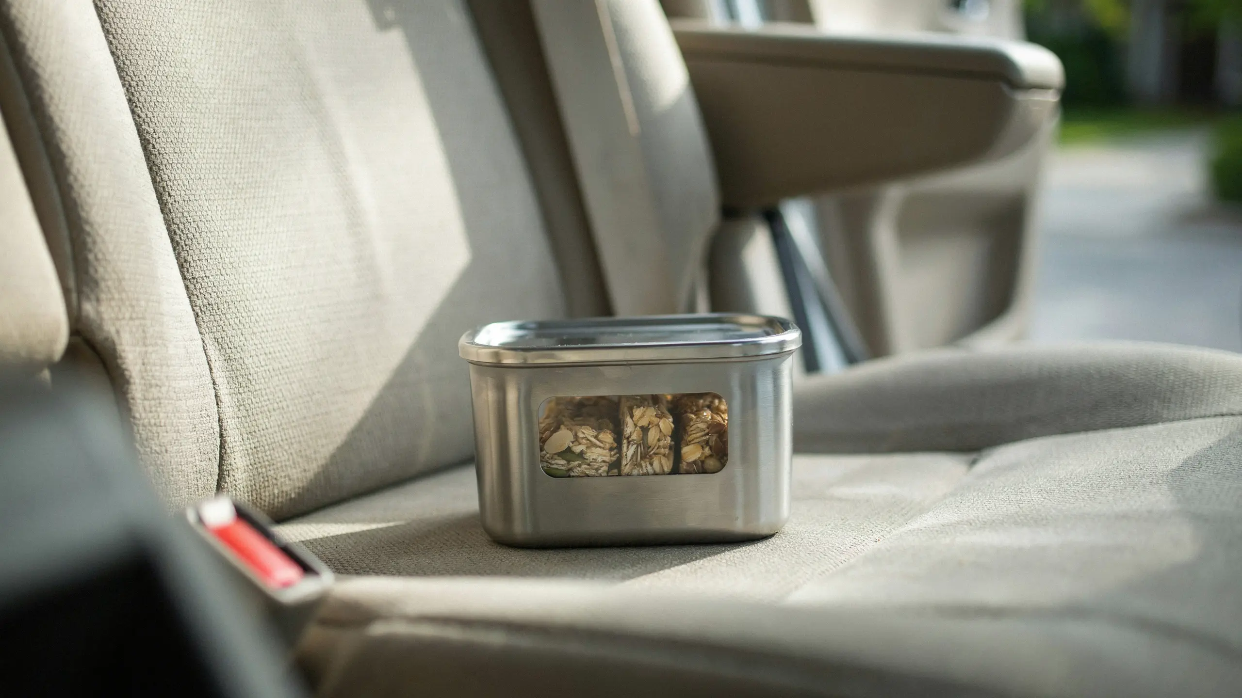 Whole grain granola bars packed as a convenient healthy road trip snack.