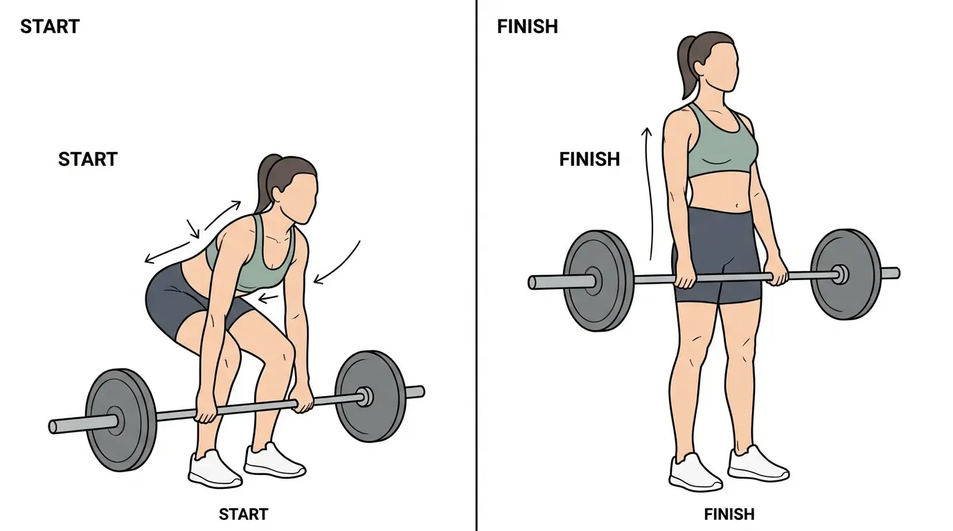 Person performing a barbell deadlift with proper posture and controlled lifting technique.