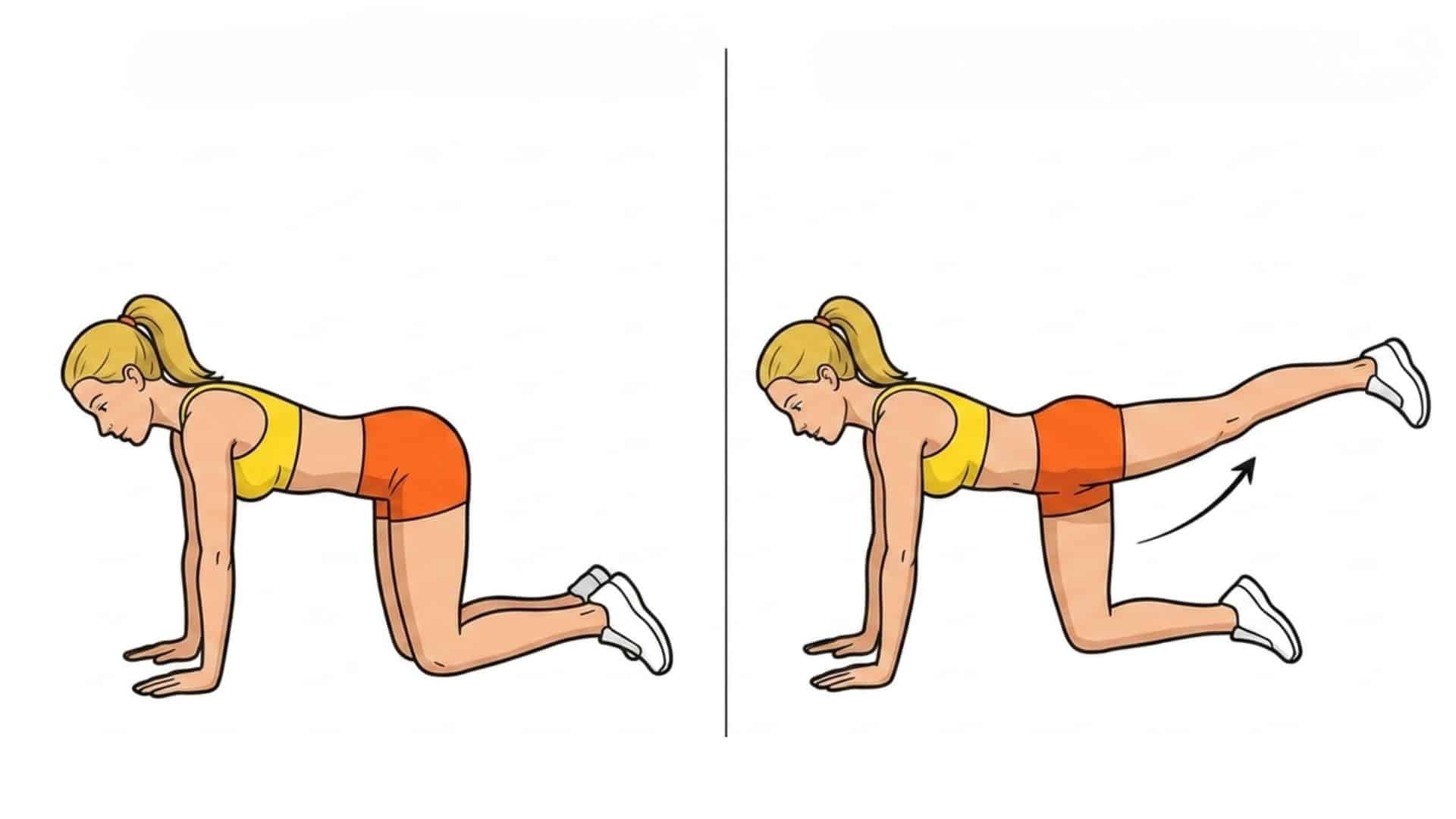 Fire hydrant exercise showing side leg lift for glute muscles