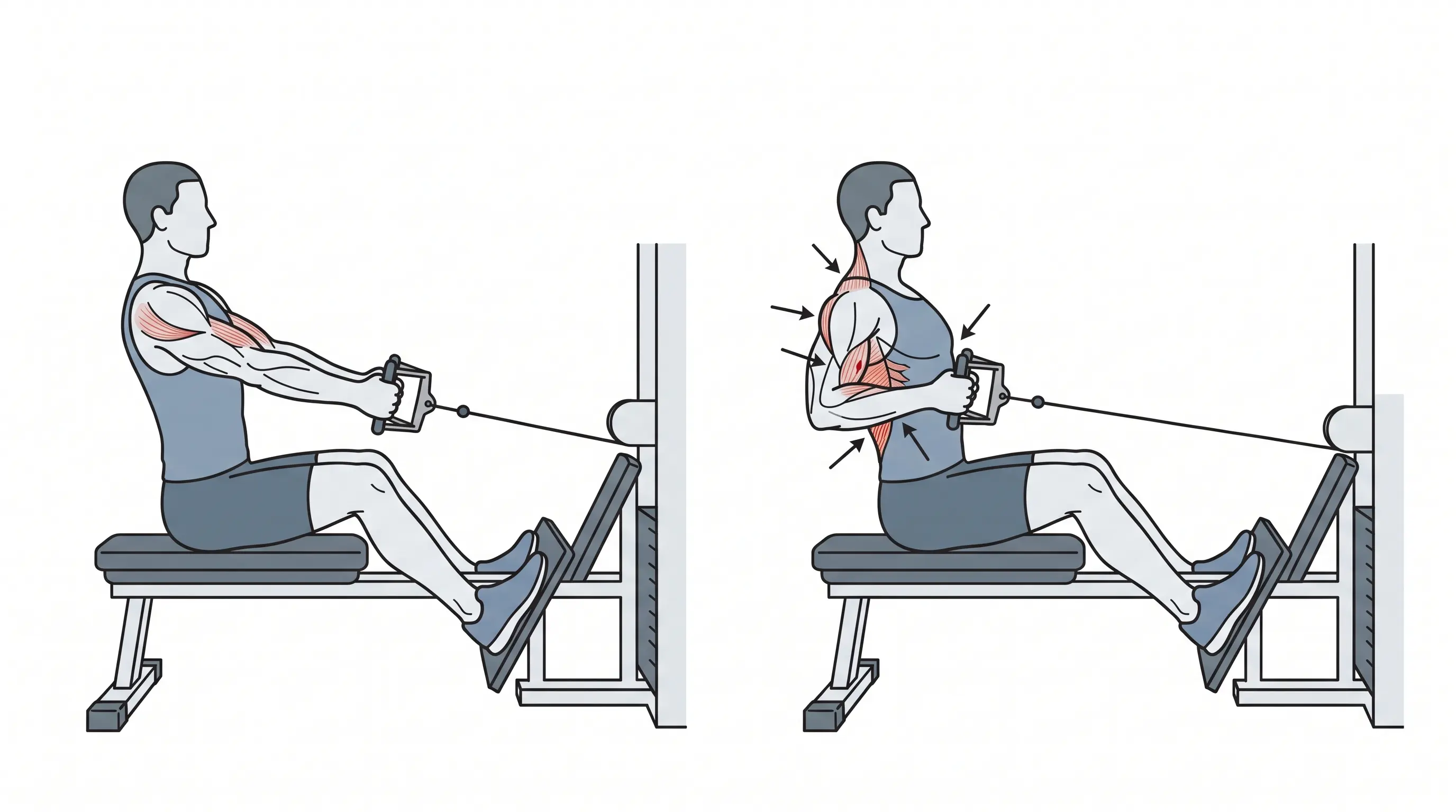 Person performing a barbell row with a bent-over stance to target back muscles.