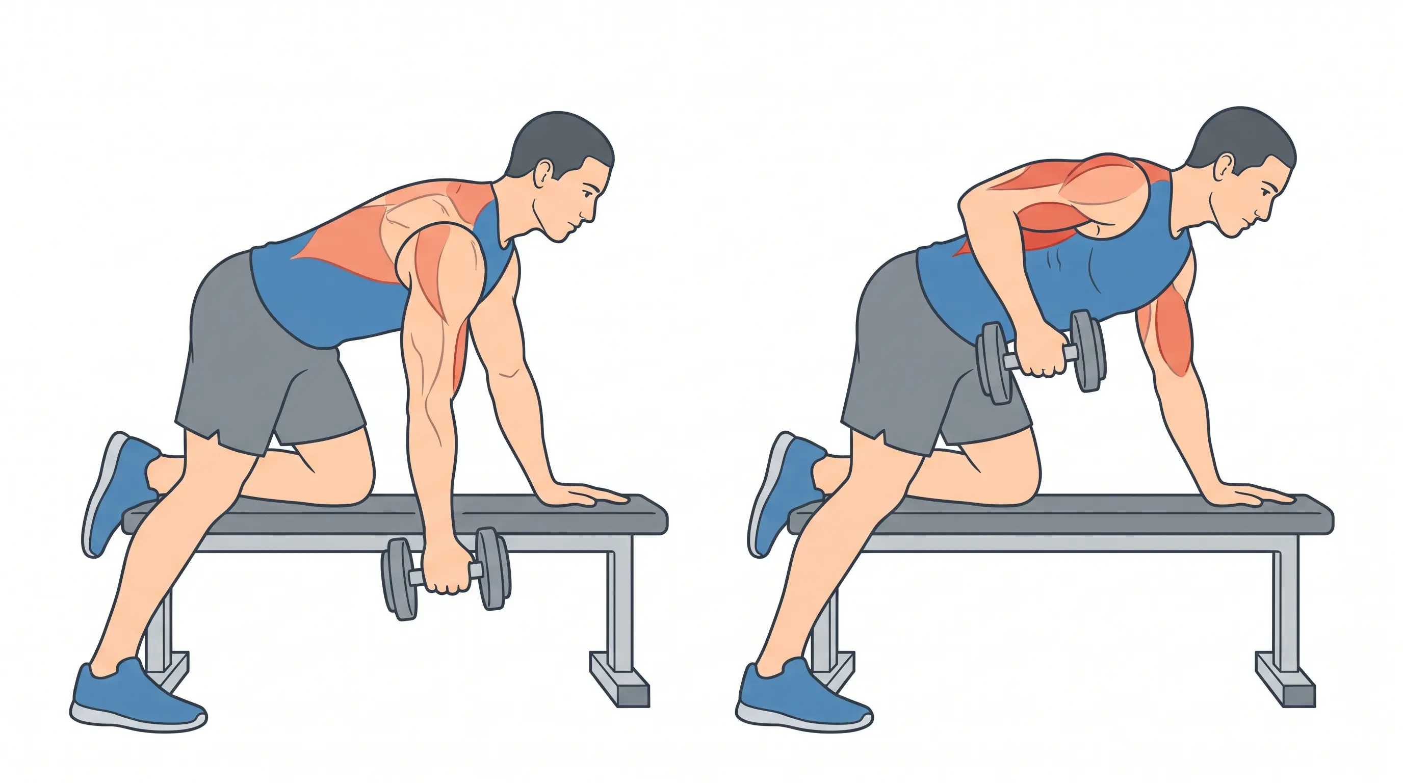Person performing a barbell row with a bent-over stance to target back muscles.