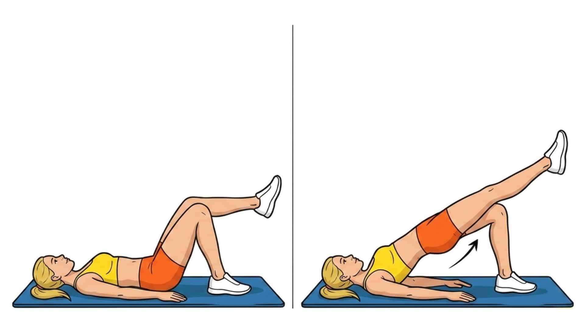 Single-leg glute bridge exercise showing hip lift movement and glute activation